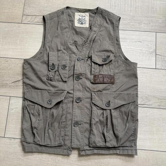 Woodland Adventure Gear Utility Vest Olive Green Sz M Outdoor Multi Pocket Hike - Picture 1 of 9